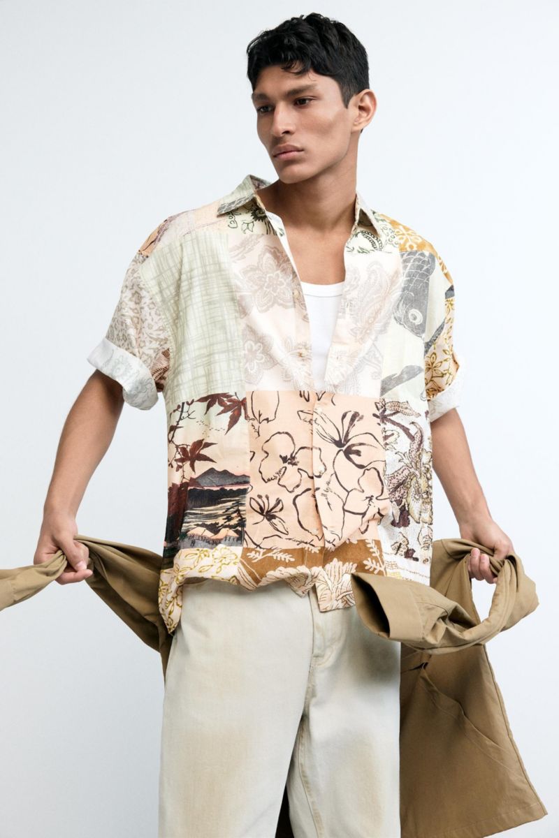 Men's Oriental patch shirt