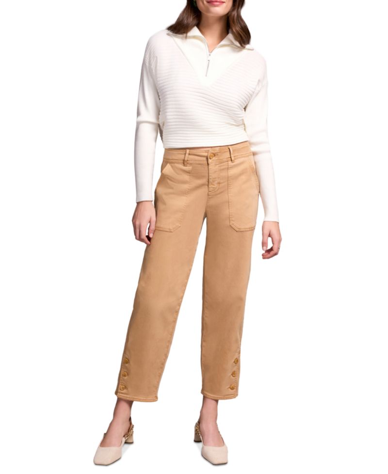 Women's Stretch Twill Barrel Leg Ankle Pants