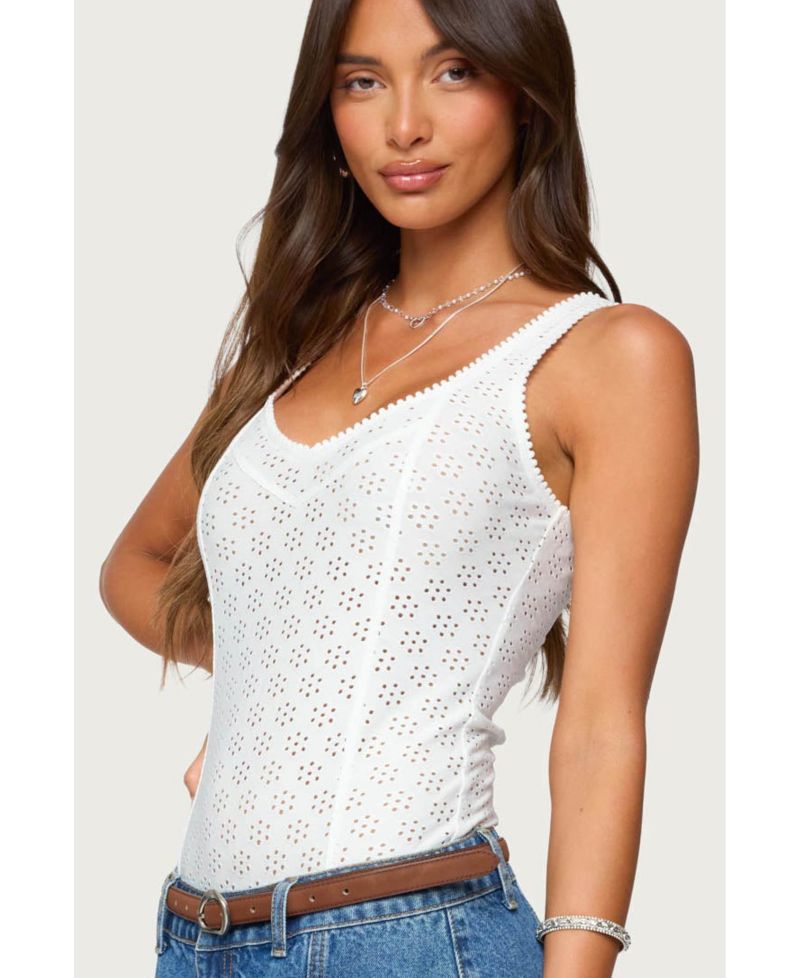 Womens Clementina Eyelet Bodysuit