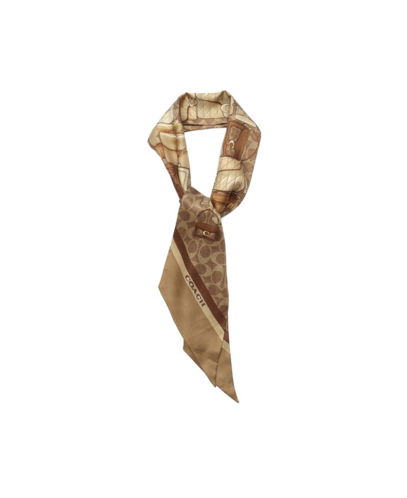 Stacked Tabby Bags Print Silk Skinny Scarf