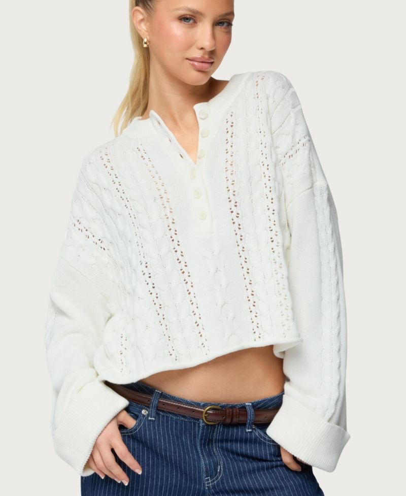 Women's Marianna Button Cable Knit Sweater