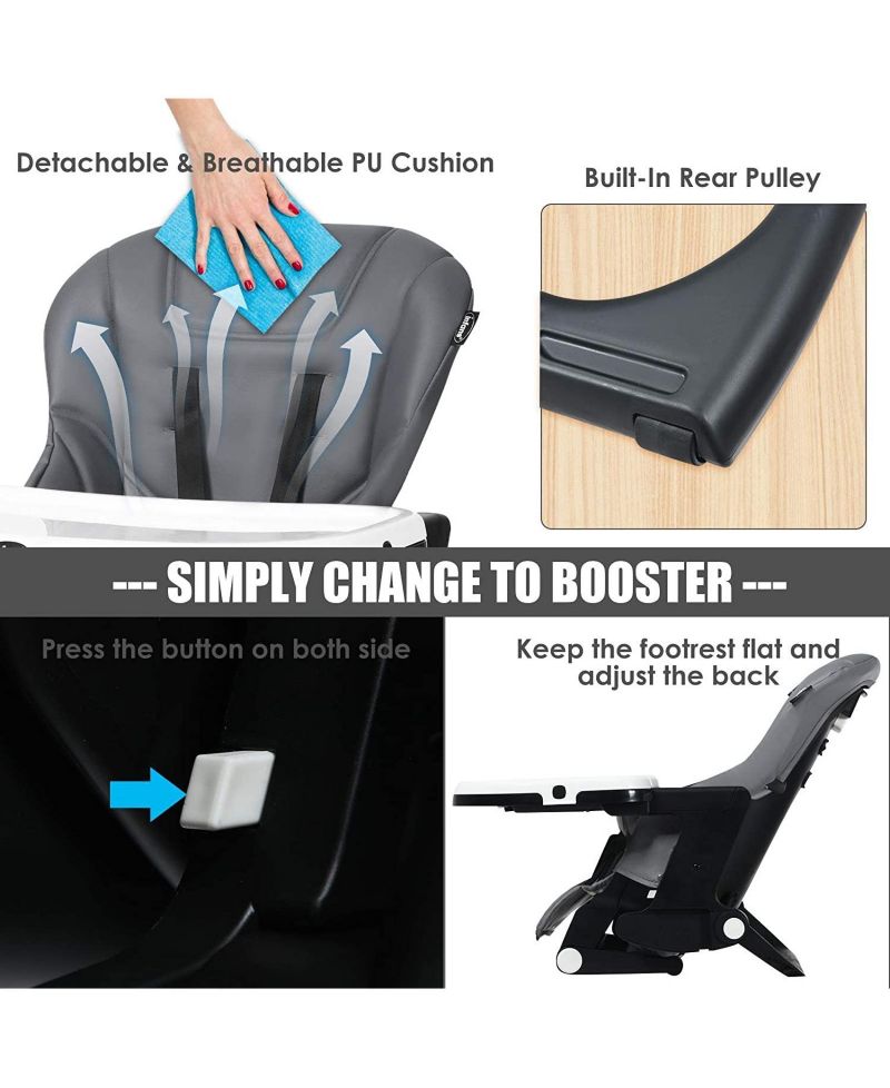 4-in-1 High Chair–Booster Seat with Adjustable Height and Recline