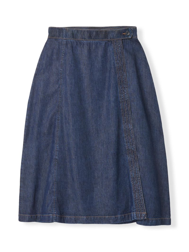 Women's Midi Wrap A-Line Denim Skirt