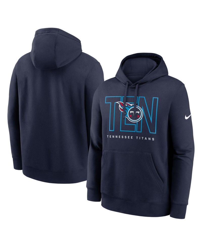 Men's Navy Tennessee Titans Busted Play Club Fleece Pullover Hoodie