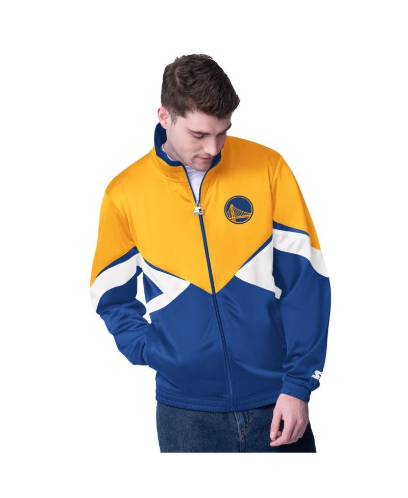 Men's Gold/Royal Golden State Warriors Rush Applique Full-Zip Track Jacket