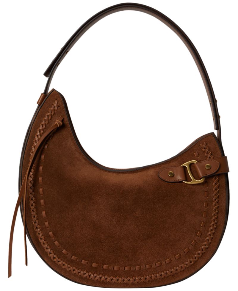 Tasha Whipstitched Suede Large Shoulder Bag