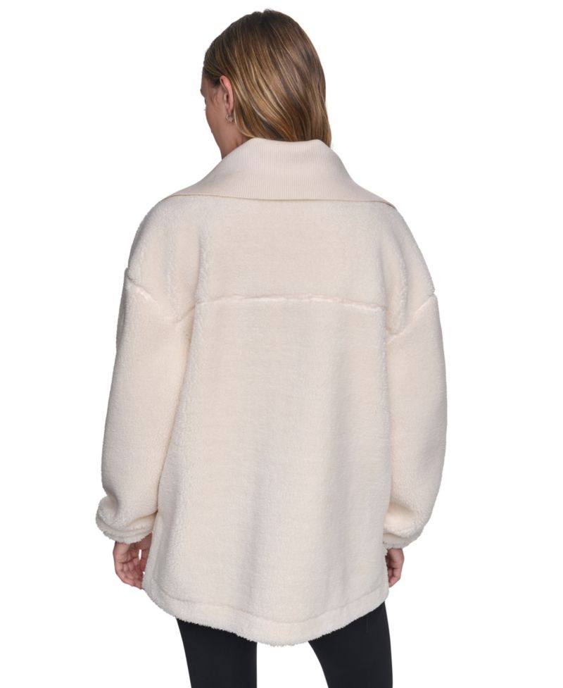 Women's Funnel Neck High-Low Sherpa Jacket