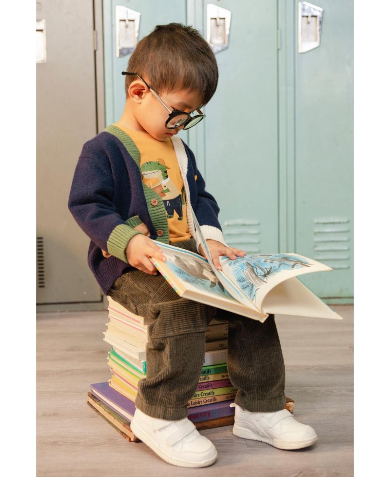 Big Boys 6-8 Years Knit Cardigan with Dino