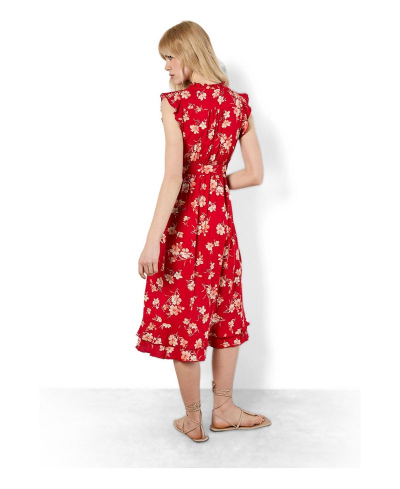 Women's Rock Cress Floral-Print Button-Front Ruffle-Cap-Sleeve Midi Dress