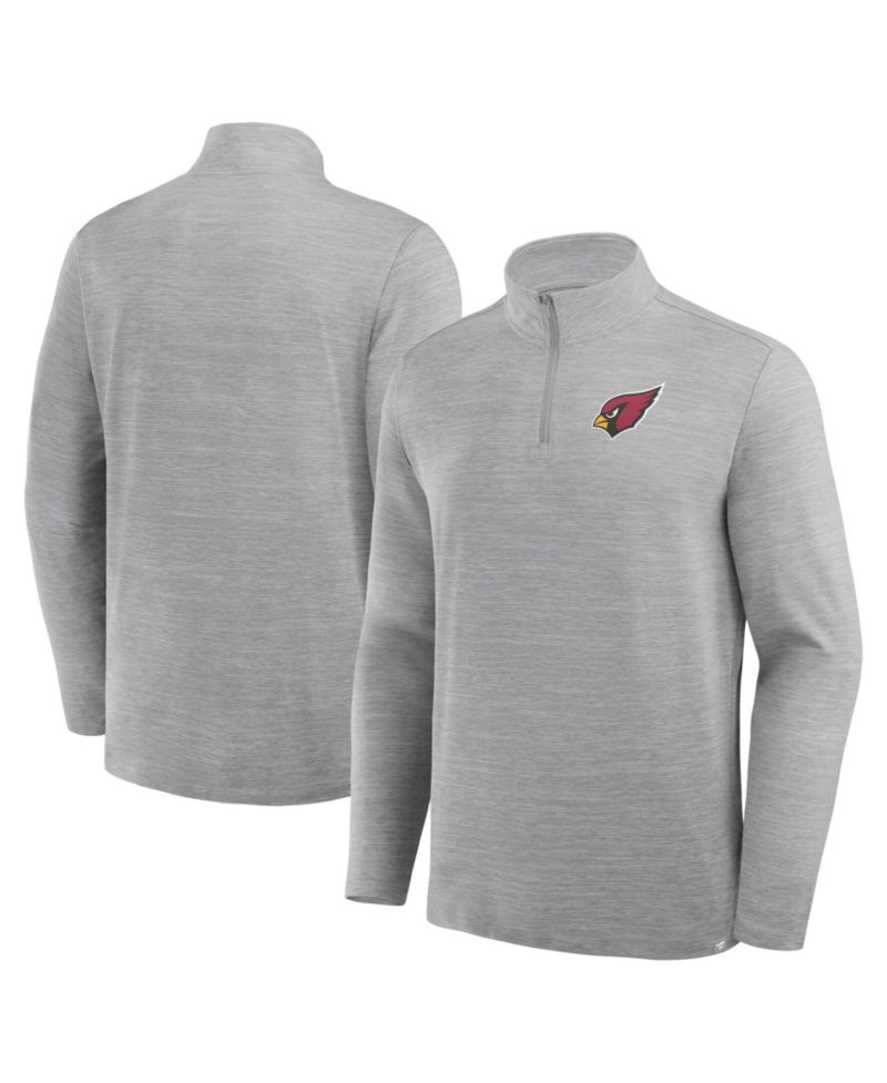 Men's Heather Gray Arizona Cardinals Clutch Quarter-Zip Pullover Sweatshirt