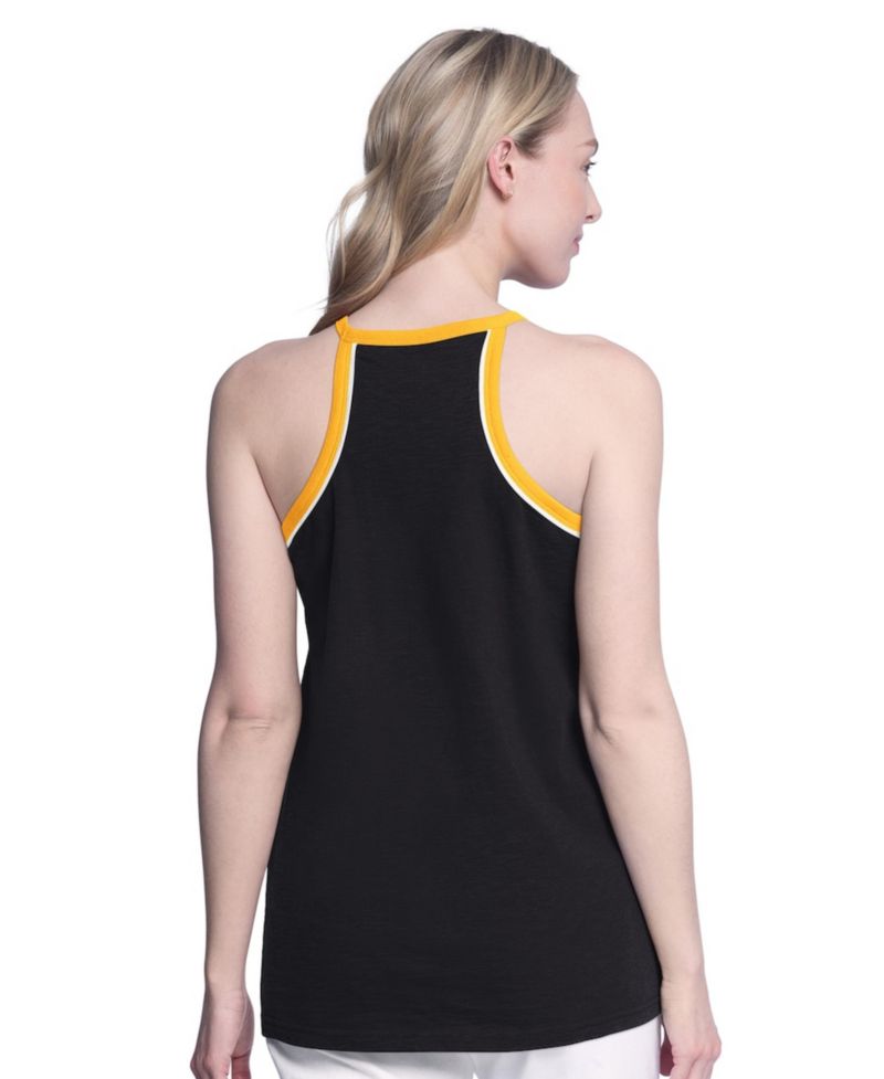 Women's Black Boston Bruins Curveball Racerback Scoop Neck Slub Tank Top
