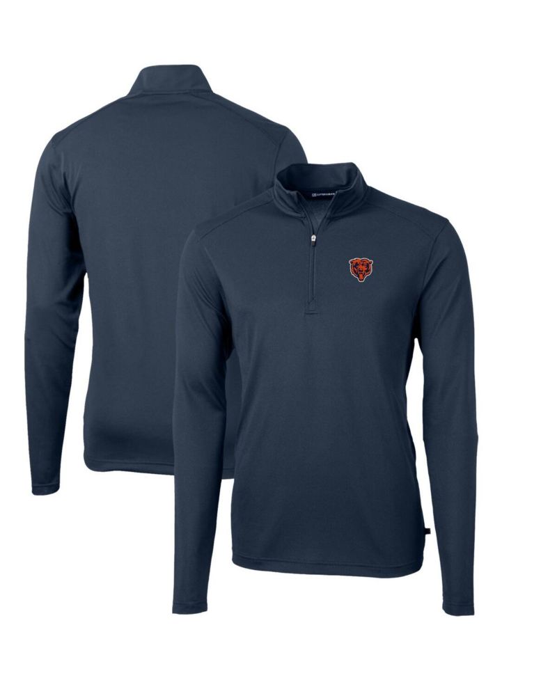 Men's Navy Chicago Bears Throwback Logo Virtue Eco Pique Quarter-Zip Pullover