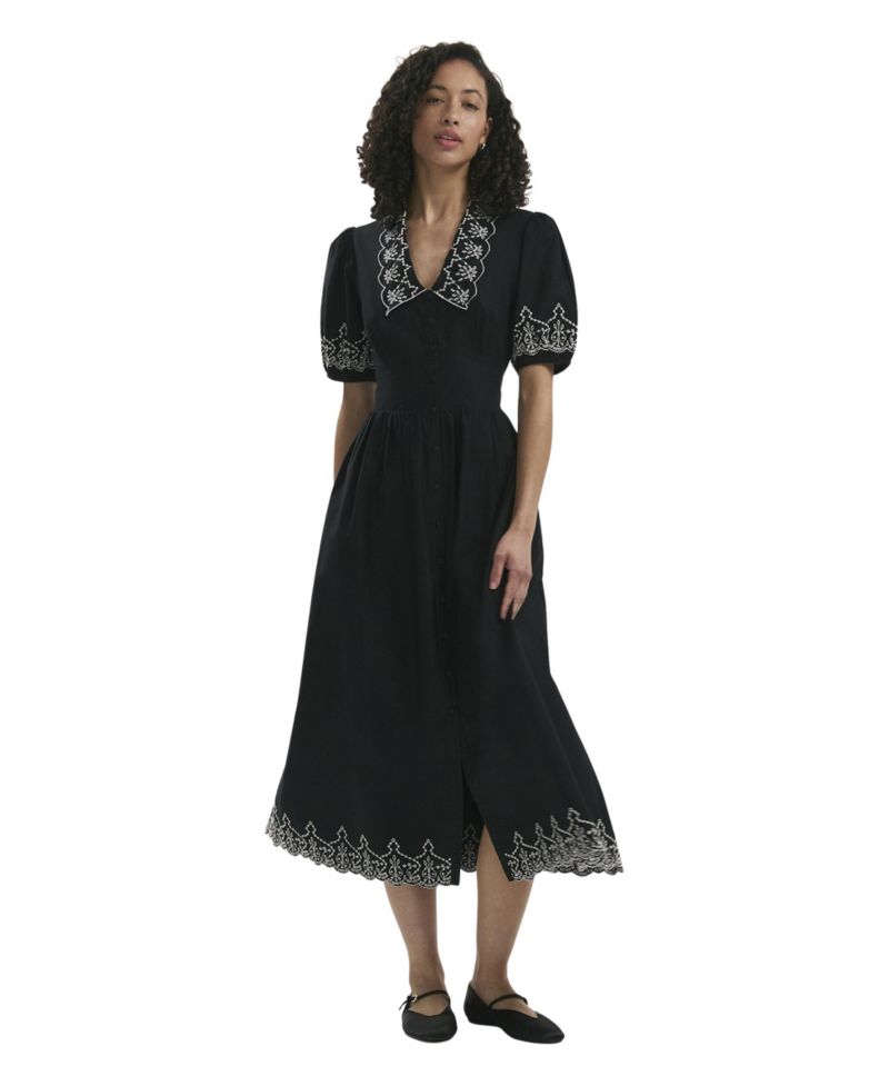 Women's Arianna Embroidered Puff-Sleeve Midi Dress