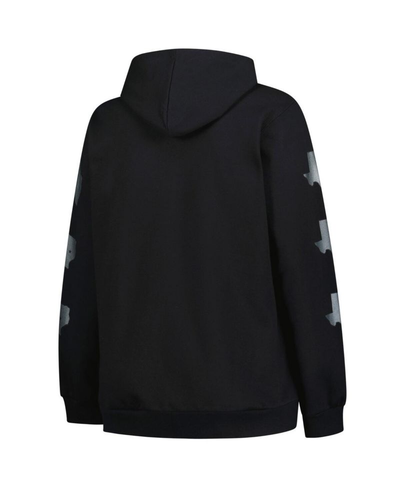 Women's Black Texas Longhorns Plus Size Sleeve Hit Pullover Hoodie
