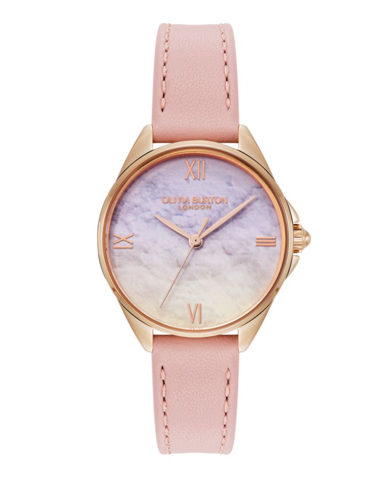 Women's Azure Rose Leather Strap Watch, 30mm