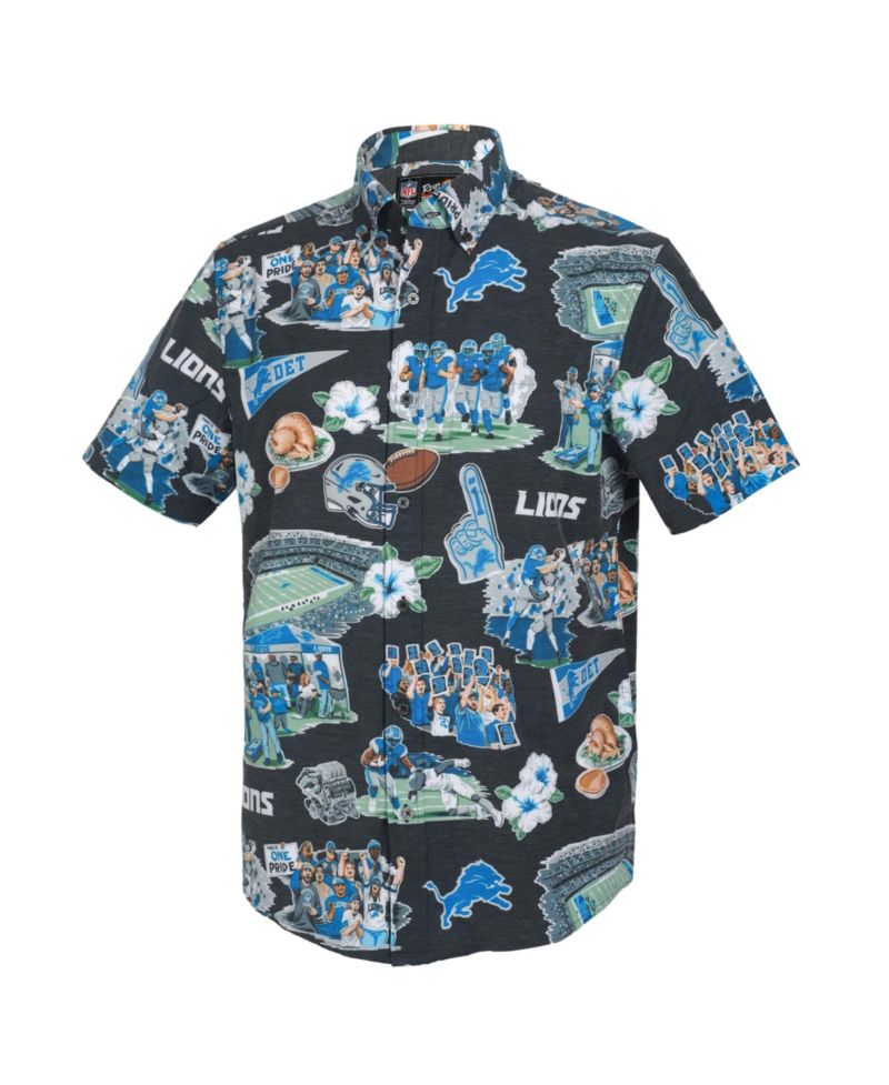 Men's Black Detroit Lions Scenic Button-Down Shirt