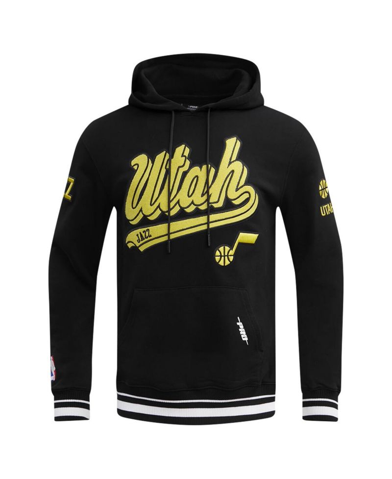 Men's Black Utah Jazz Script Tail Pullover Hoodie