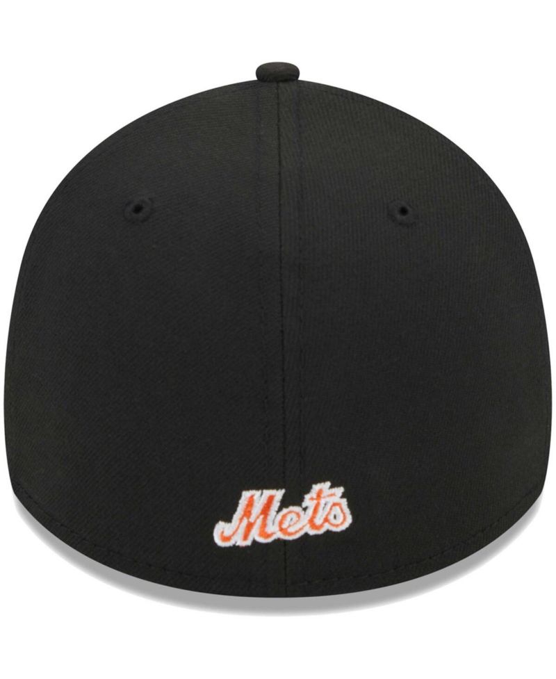 Men's Black New York Mets Logo 39THIRTY Flex Hat
