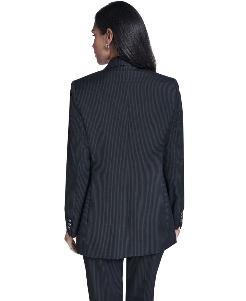 Women's Single Button Notch Collar Stripe Blazer
