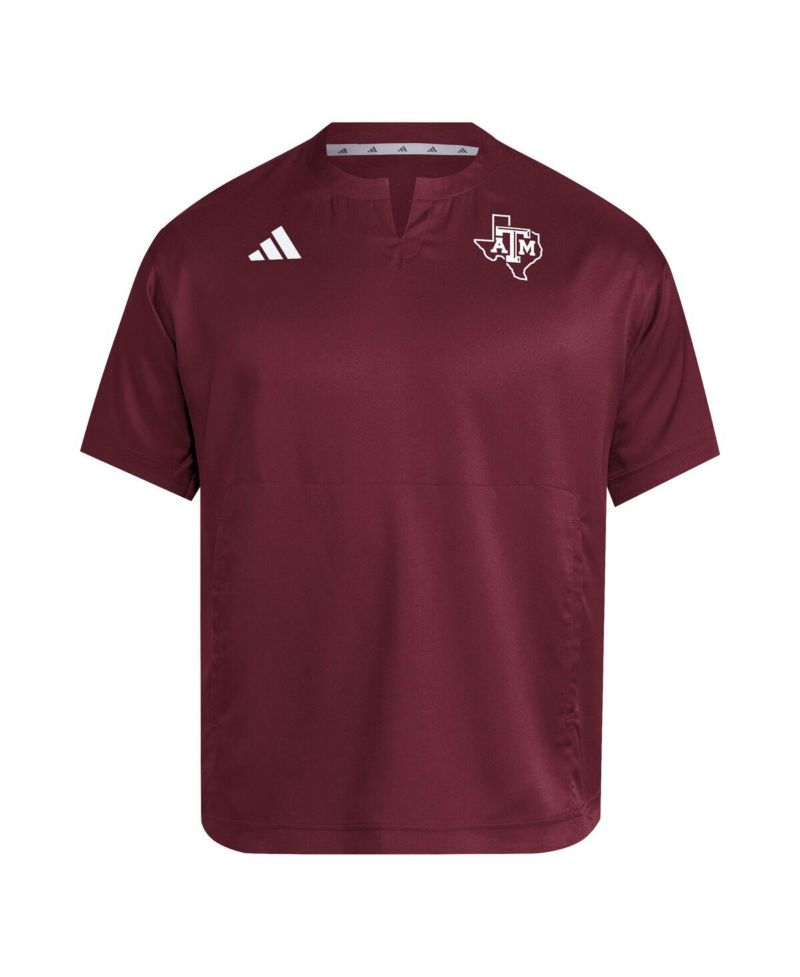 Men's Maroon Texas A&M Aggies Dugout Coaches Adizero Notch Neck Pullover T-Shirt