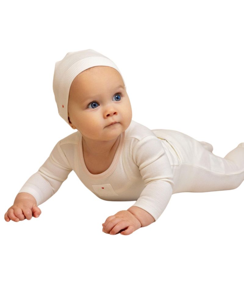 Baby Girls ( 1M to 9M ) Teddy Patch Footie And Beanie Set