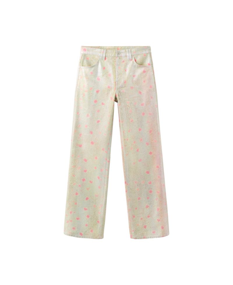 Women's Foil-Printed Straight Mid-Rise Jeans