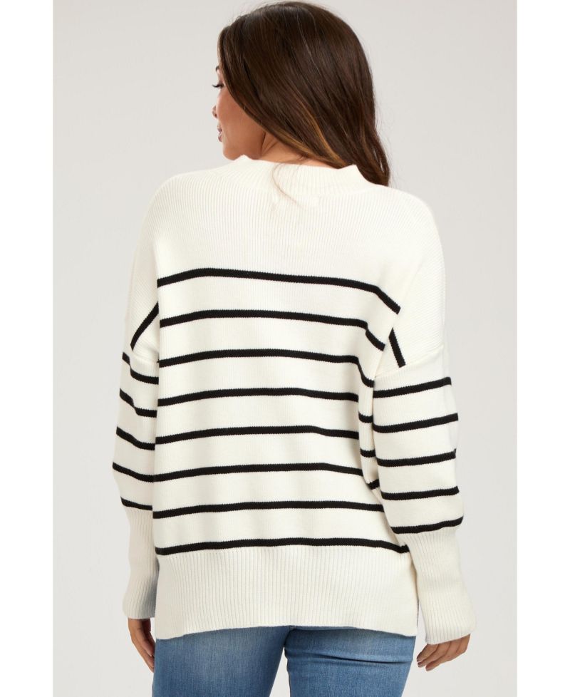 Maternity Striped Drop Shoulder Sweater