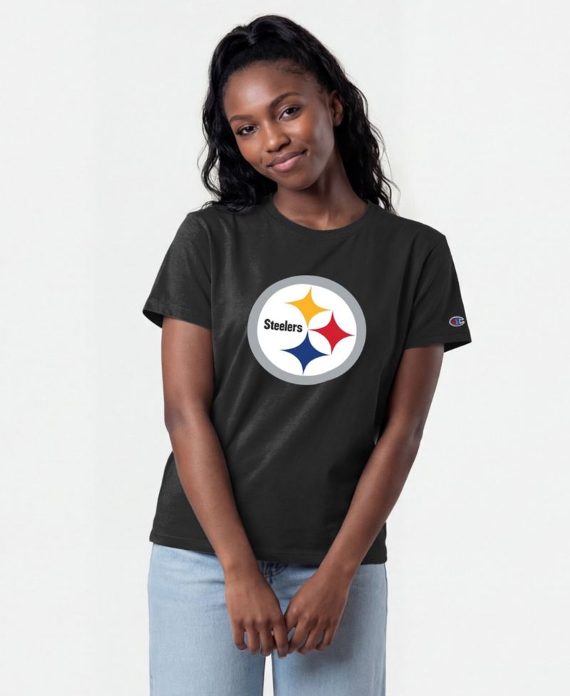 Women's Pittsburgh Steelers Crewneck Screen-Print T-Shirt
