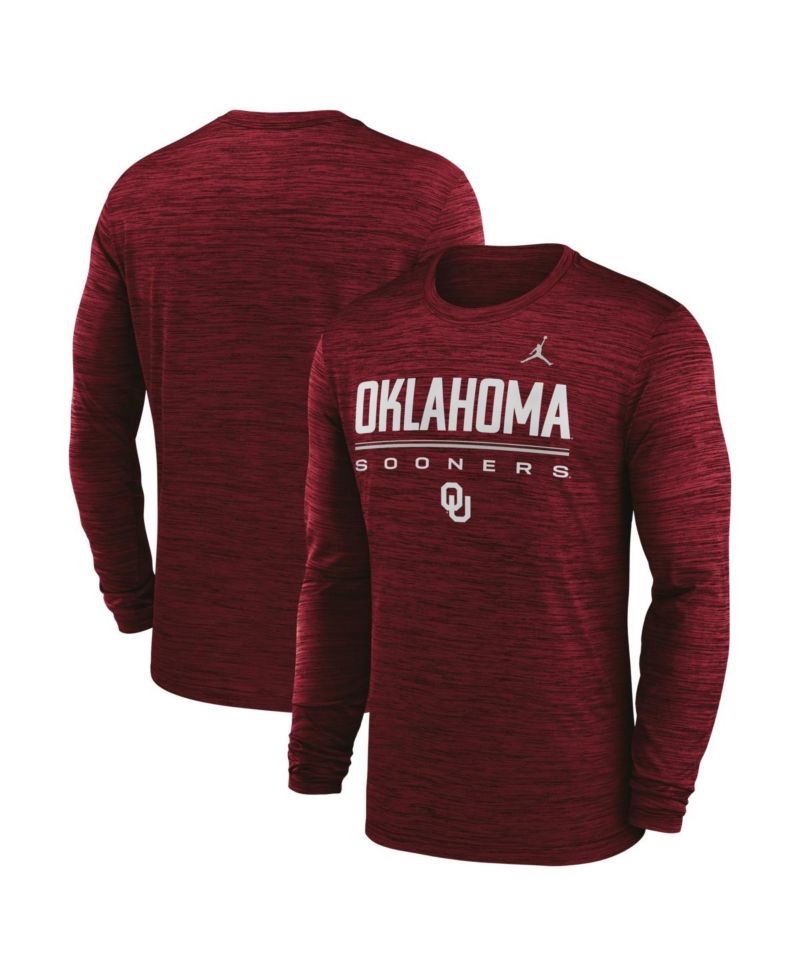 Men's Crimson Oklahoma Sooners Sideline Velocity Dri-FIT Long Sleeve T-Shirt