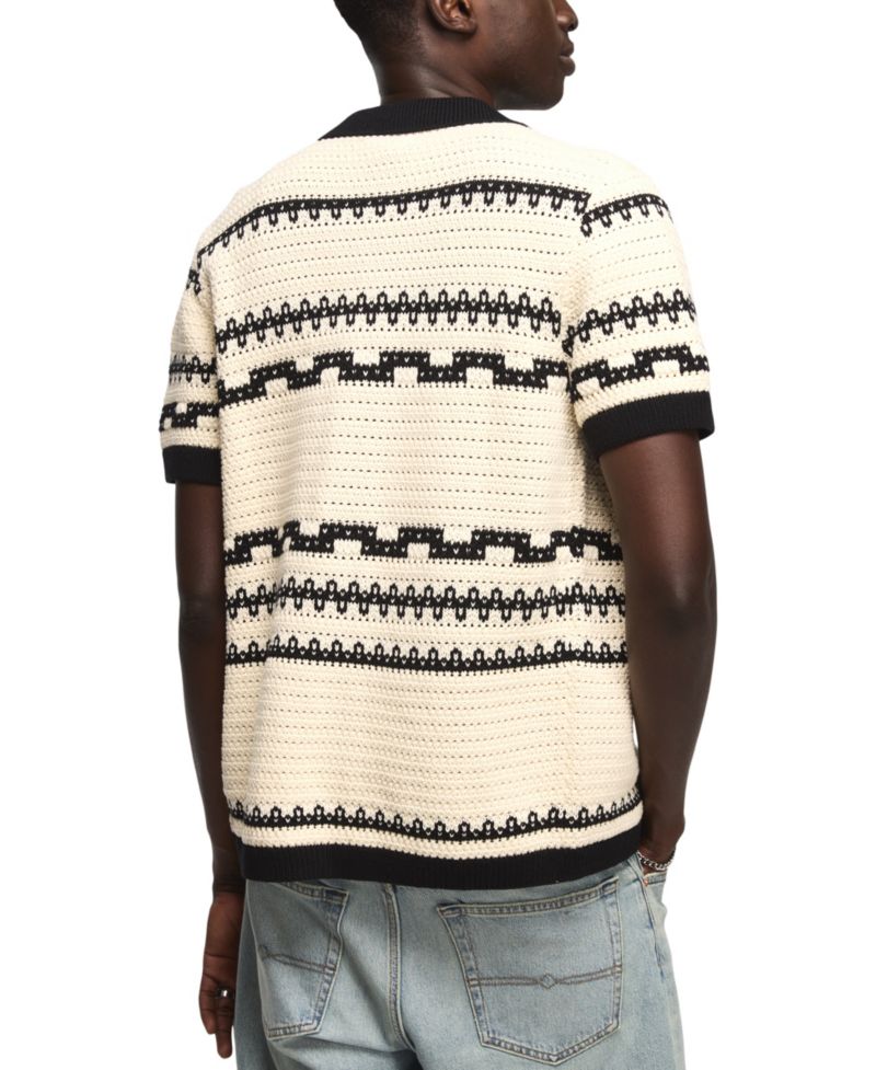 Men's Southwest Crotchet Short-Sleeve Sweater