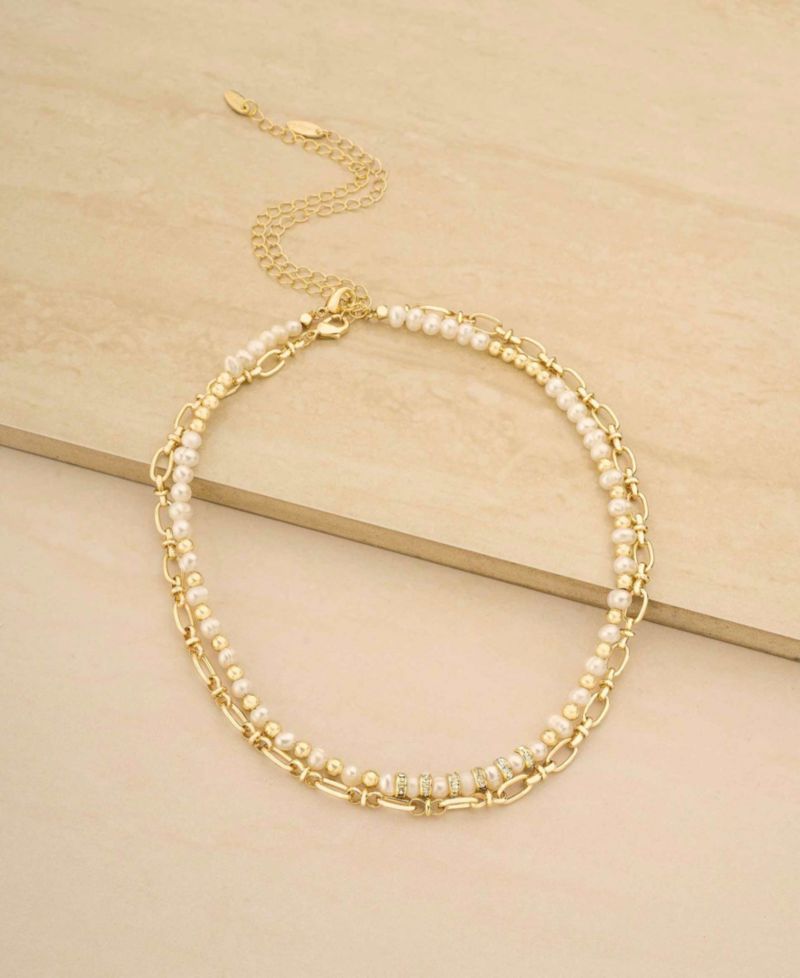 Beaded Freshwater Pearl Chain Necklace Set