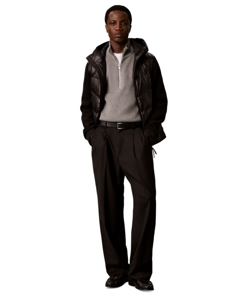 Men's Mixed Media Hooded Puffer Jacket