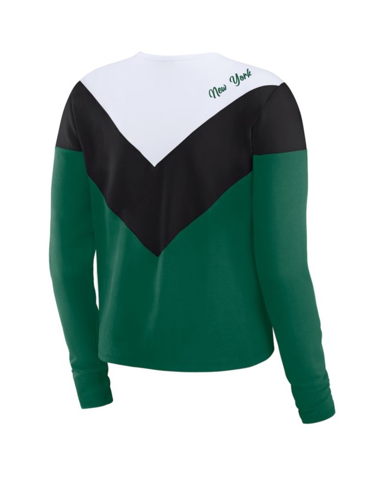 Women's Green/Black New York Jets Plus Size Chevron Tri-Blend Long Sleeve T-Shirt