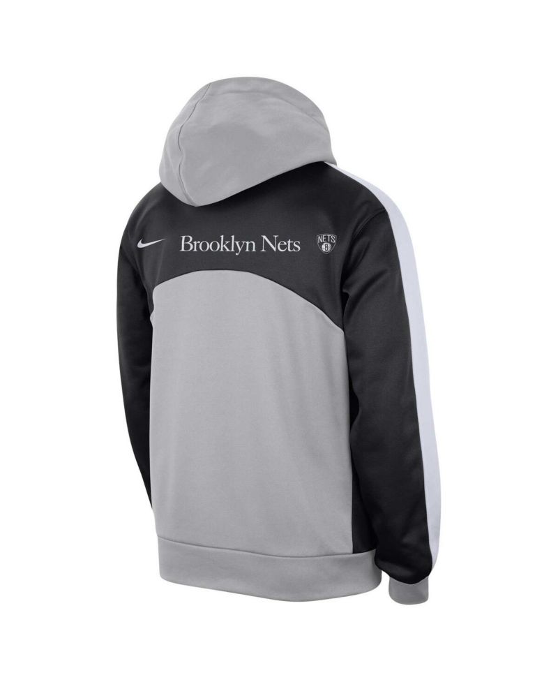 Men's Silver/Black Brooklyn Nets Authentic Starting Five Force Performance Pullover Hoodie
