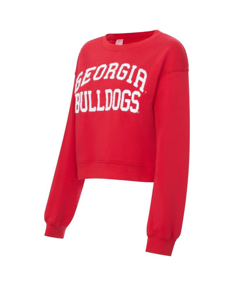Women's Red Georgia Bulldogs Chenille Cropped Sweatshirt