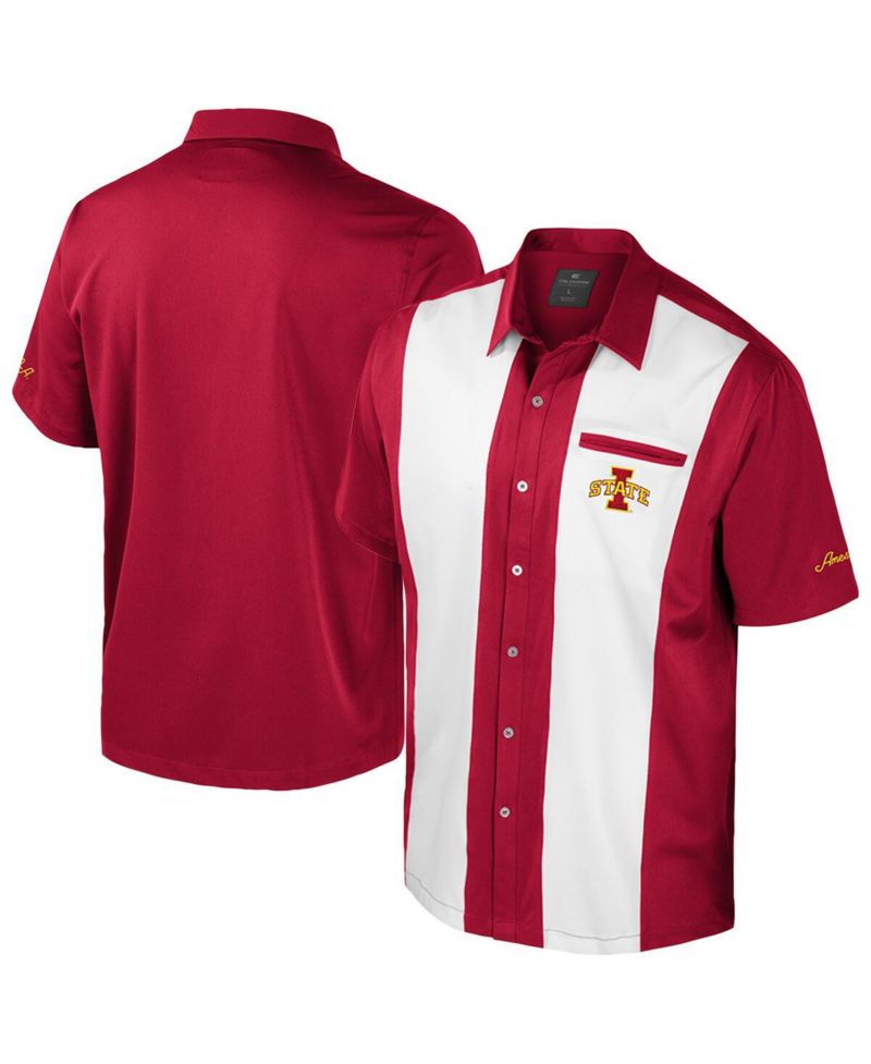 Men's Cardinal Iowa State Cyclones Strike Bowling Button-Up Shirt