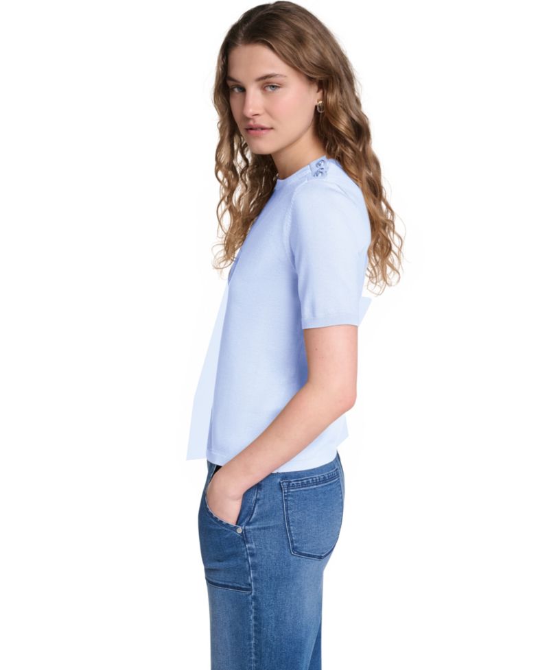 Petite Crewneck Short-Sleeve Sweater