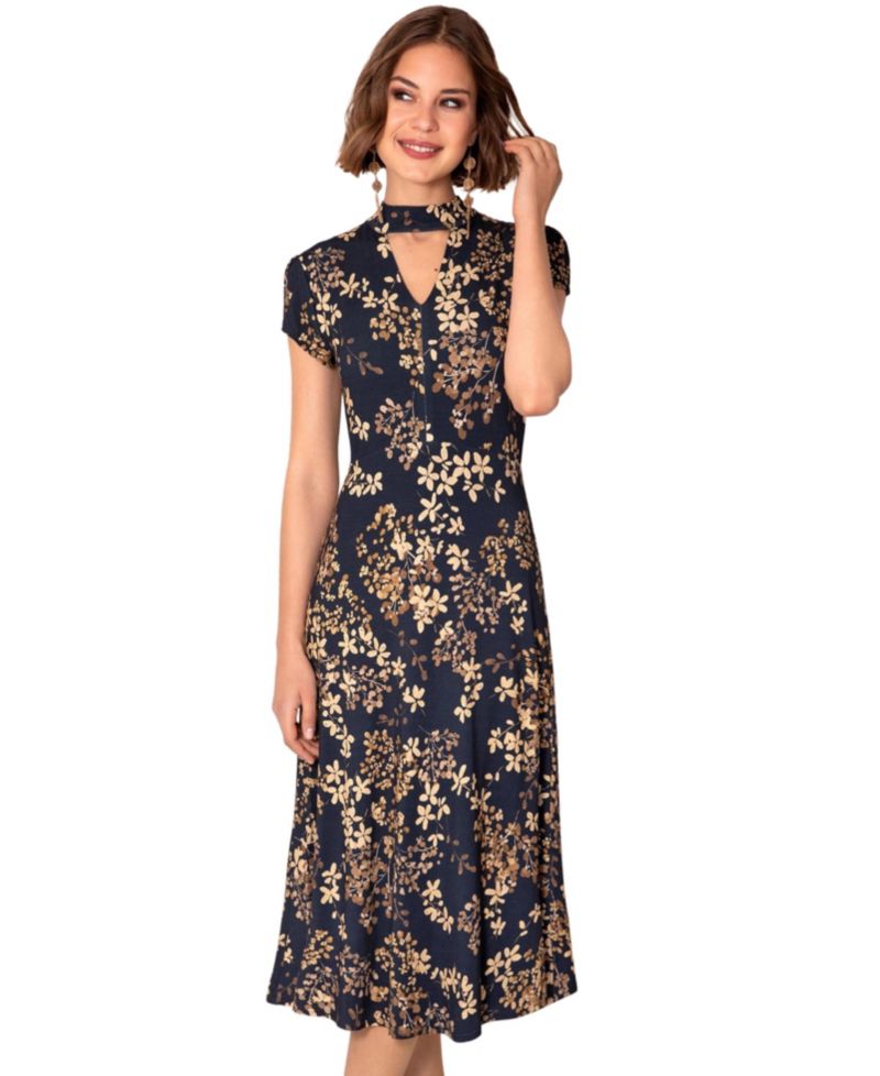 Women's Saffie Floral Keyhole Wedding Guest Midi Dress