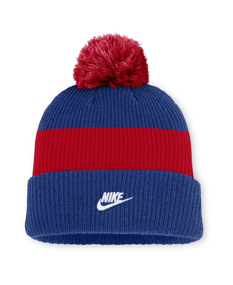 Men's Royal/Red Chicago Cubs Cooperstown Collection Peak Standard Cuffed with Pom Knit Hat