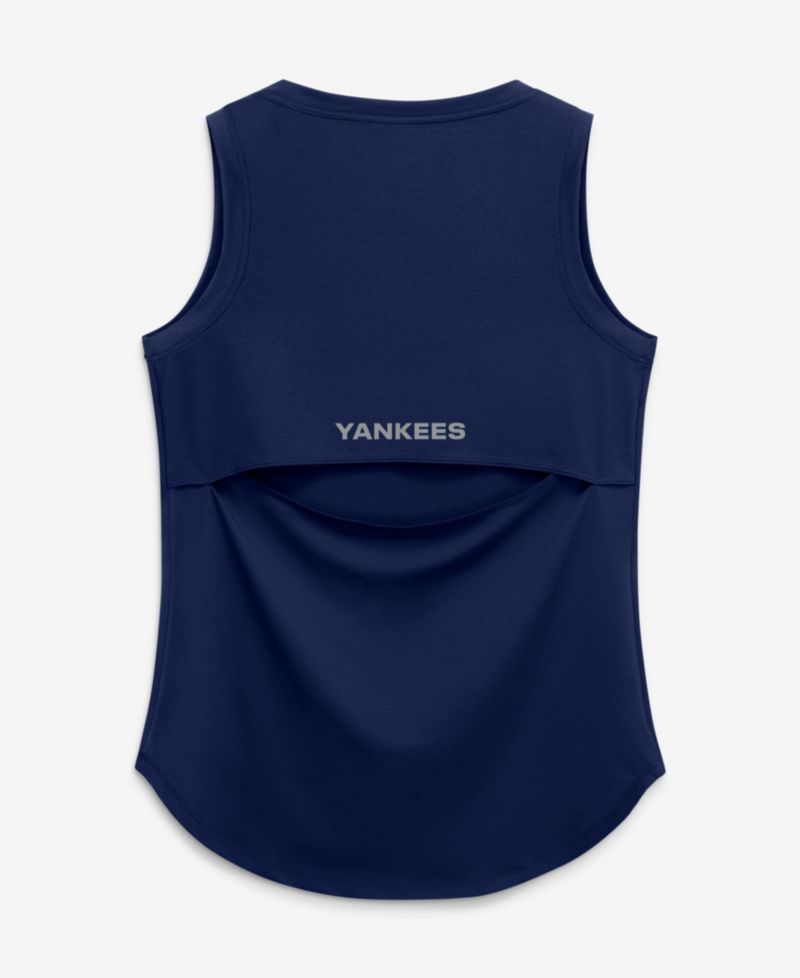 Women's Navy New York Yankees Draped Mesh Back Performance Tank Top