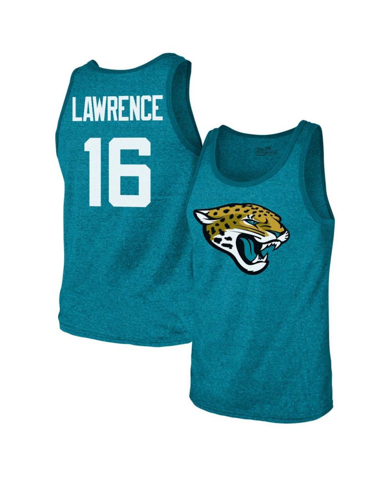 Threads Men's Trevor Lawrence Teal Jacksonville Jaguars Tri-Blend Player Name & Number Tank Top T-Shirt
