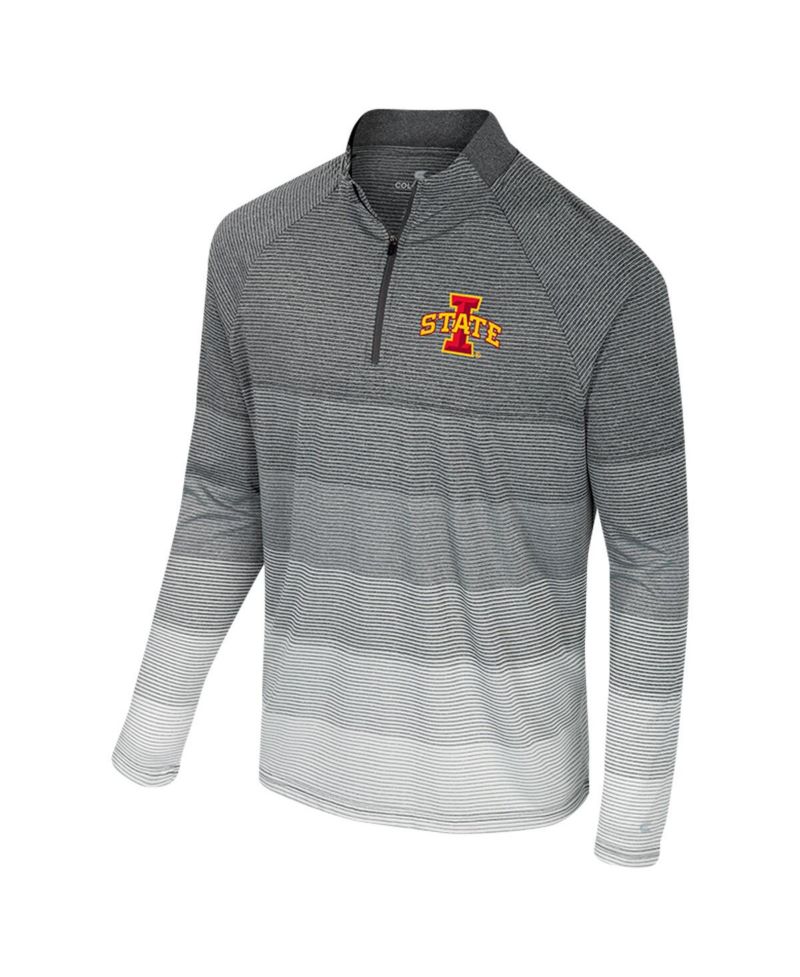 Men's Gray Iowa State Cyclones AI Striped Mesh Quarter-Zip Raglan Windshirt Jacket