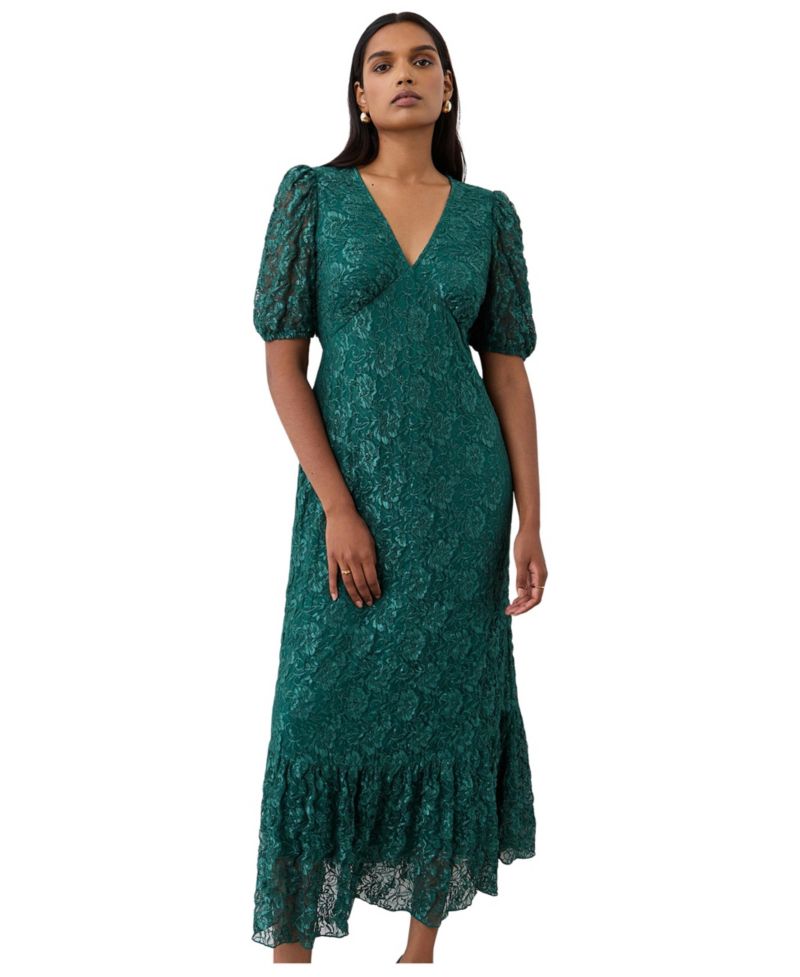 Women's Loretta Empire-Waist Fit-and-Flare V-Neck Lace Midi Dress