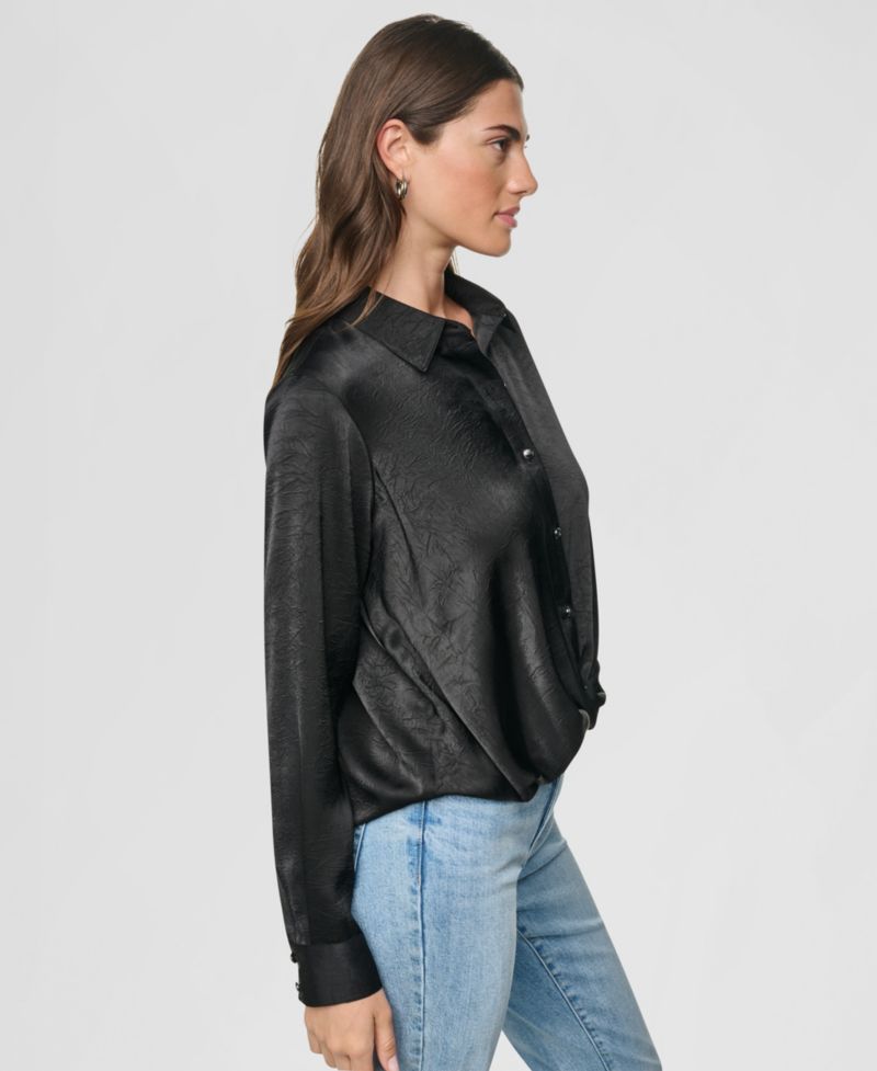 Women's Long-Sleeve Twist-Front Blouse
