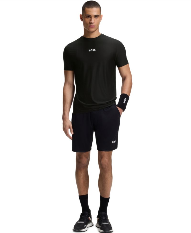 Men's Active Jacquard-Stripe Logo Slim-Fit T-Shirt