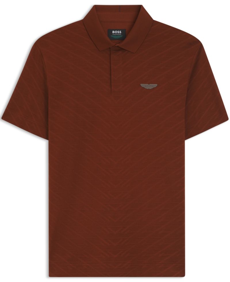 x Aston Martin Men'sCotton Mercerized Cotton Jacquard Regular-Fit Polo Shirt
