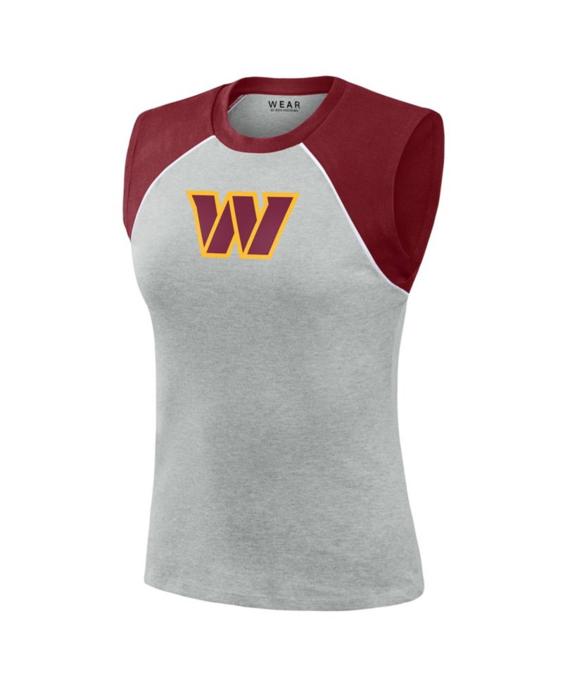 Women's Gray Washington Commanders Cropped Raglan Tank Top