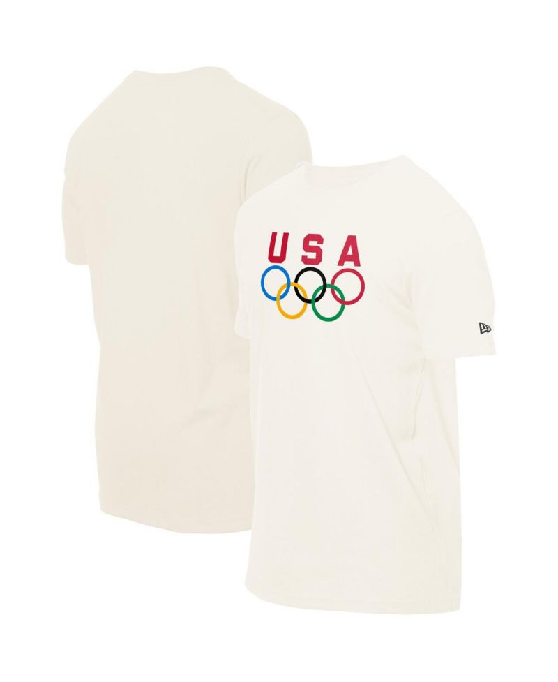 Men's Cream Team USA 5 Rings Chrome T-Shirt