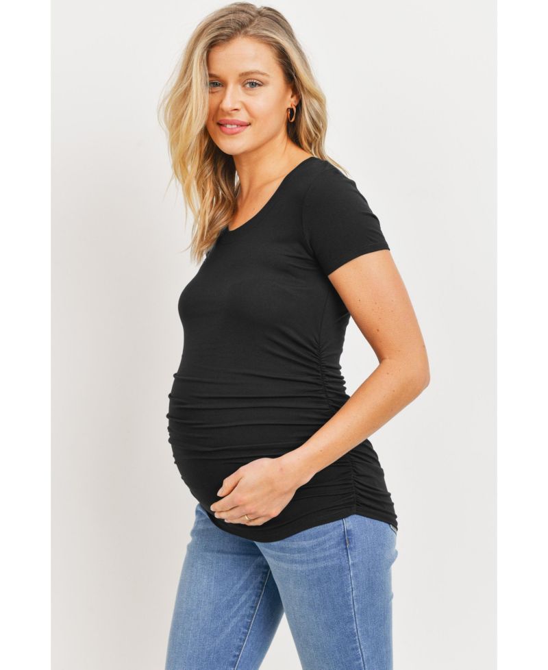 Maternity Side Ruched Short Sleeve T-Shirt Top