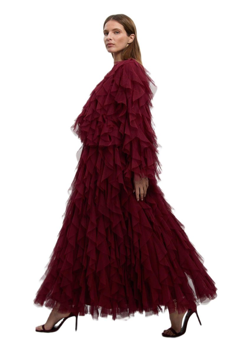 Women's Tulle Ruffle Detail Woven Jacket